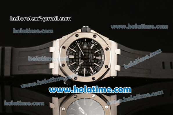 Audemars Piguet Royal Oak Offshore Diver Swiss ETA 2824 Automatic Steel Case with Black Dial and White Stick Markers - 1:1 Original - Click Image to Close